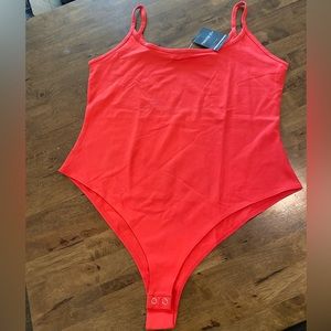 Forever 21 NWT Plus Red Coral OnePiece Bodysuit Cami cotton spandex stretch